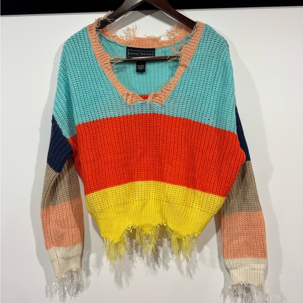 Polly & Esther Multicolor V-Neck Sweater